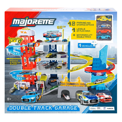 Majorette Double Track Garage & 4 vehicles