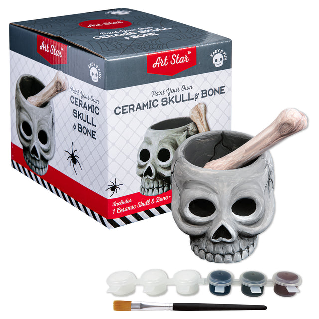 Art Star Halloween Paint Your Own Ceramic Skull and Bone Cruicible (11.1 x 13.5 x 9.2cm)