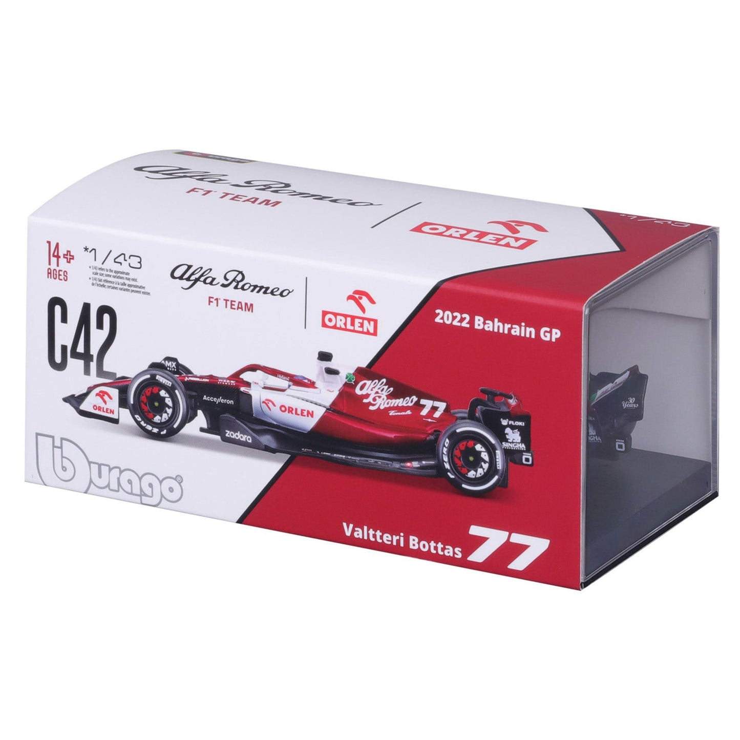 Bburago 1:43 2022 F-1 Alfa Romeo C42 #77 Bottas with Driver