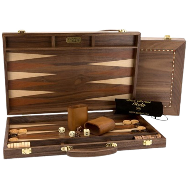 Dal Rossi Backgammon Set with Handle - Walnut