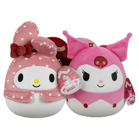 Squishmallows 8" Hello Kitty Valentines Day Pairs My Melody and Kuromi Plush