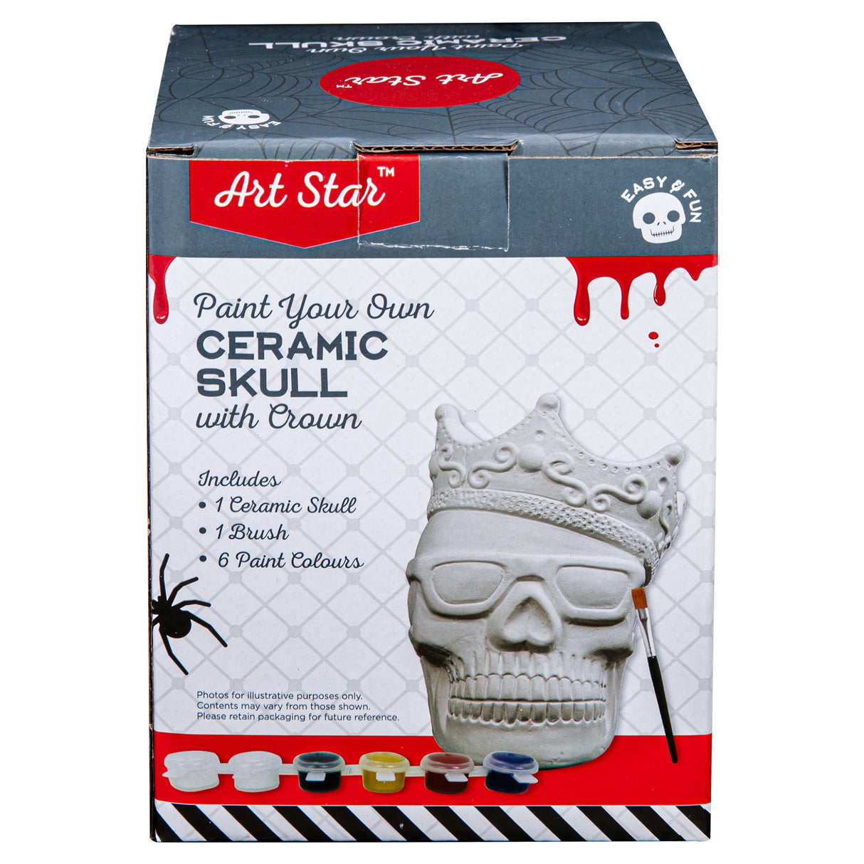 Art Star Halloween Paint Your Own Ceramic Skull with Crown Decoration (15.2 x 11.2 x 12.1cm)