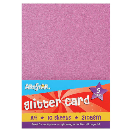 Art Star A4 210gsm glitter Card Assorted Colours (10 Sheets)