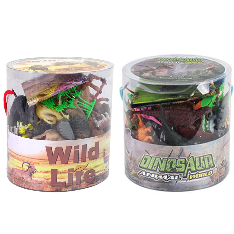 Wild Life & Dinosaur World Two Tub Figure Sets
