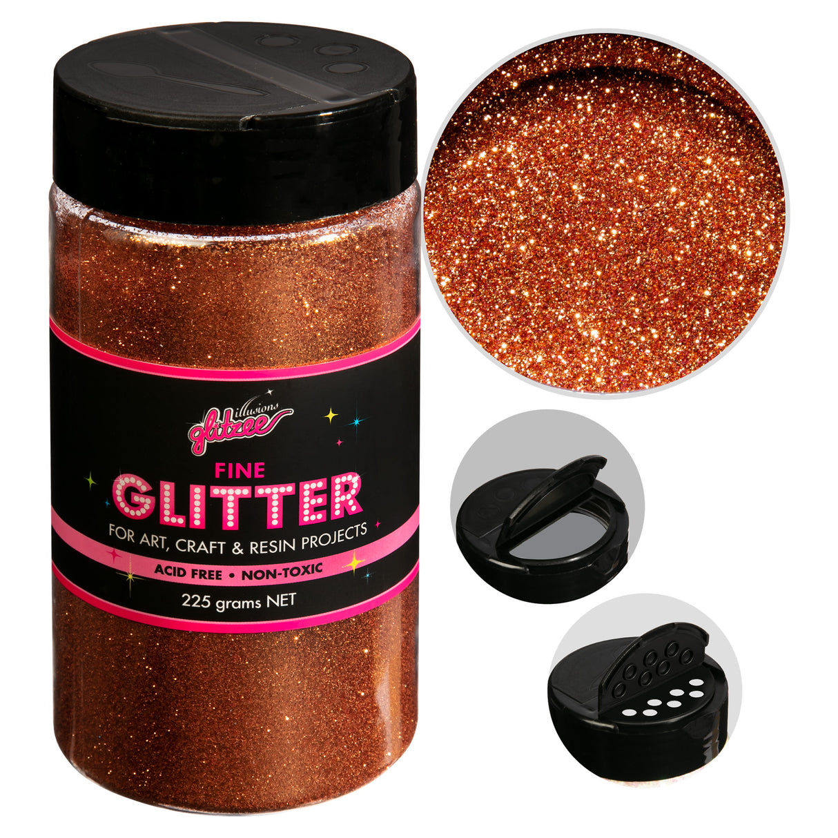 Illusions Fine Ordinary glitter 0.2mm-gold (227g)