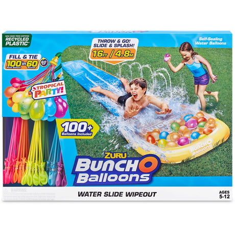 ZURU Bunch O Balloons Tropical Party Water Slide with 100  Water Balloons