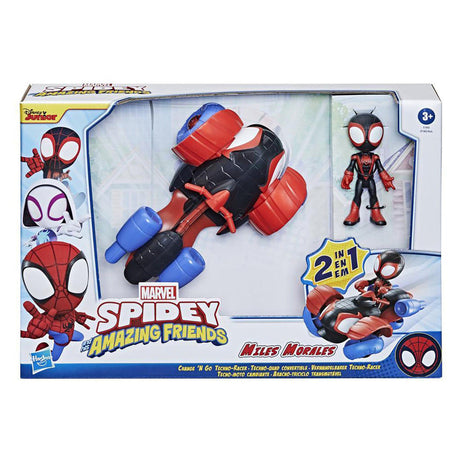 Marvel Spidey and His Amazing Friends Change 'N Go Techno-Racer with Miles Morales Figure