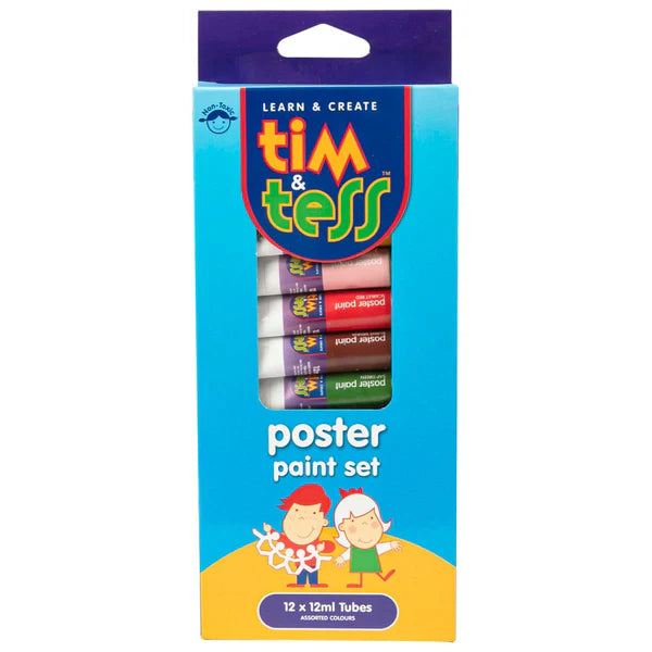 Tim & Tess Poster Paint Set 12 x 12ml Tubes