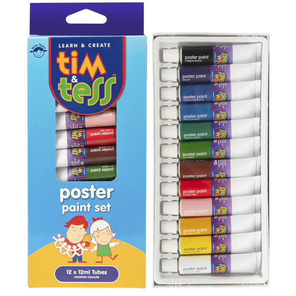 Tim & Tess Poster Paint Set 12 x 12ml Tubes