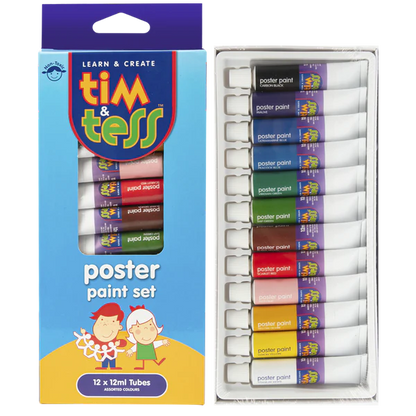 Tim & Tess Poster Paint Set 12 x 12ml Tubes