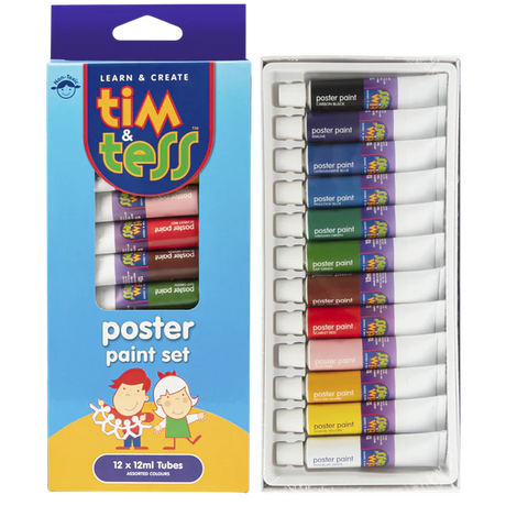 Tim & Tess Poster Paint Set 12 x 12ml Tubes