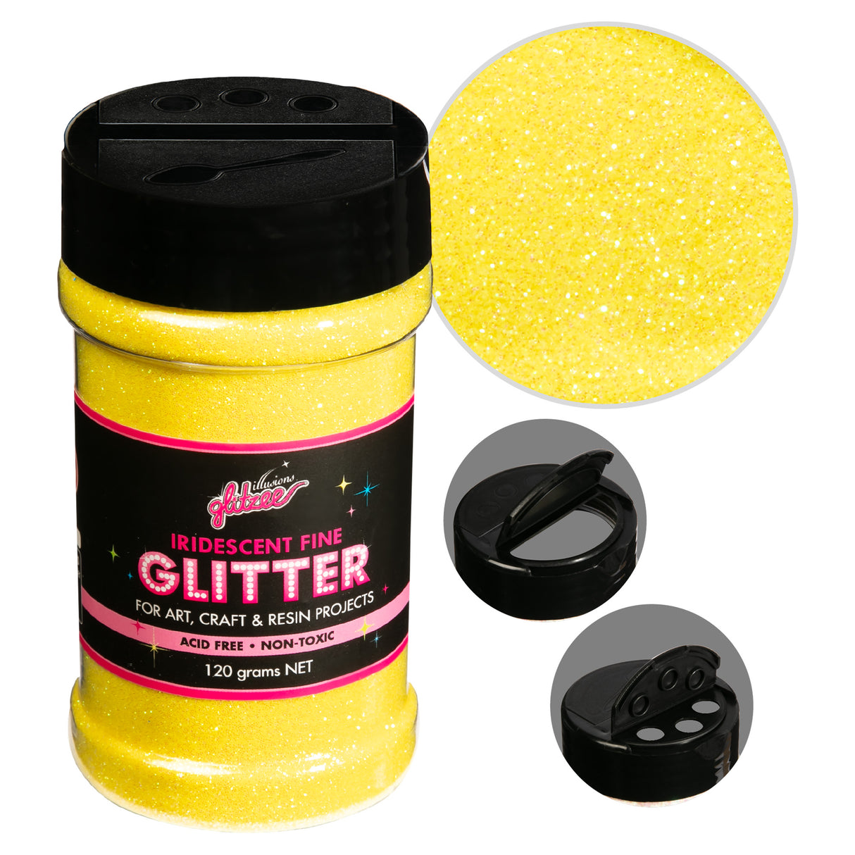 Illusions Iridescent Fine glitter 0.3mm-Lemon Bullion (113g)