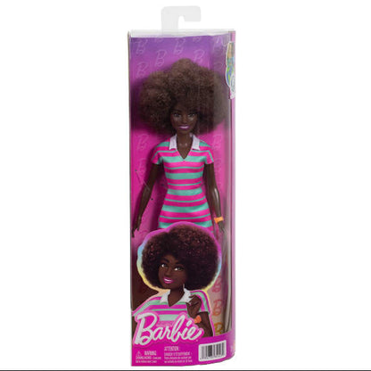 Barbie Fashionistas Doll #247 with Pink and Green Striped Dress