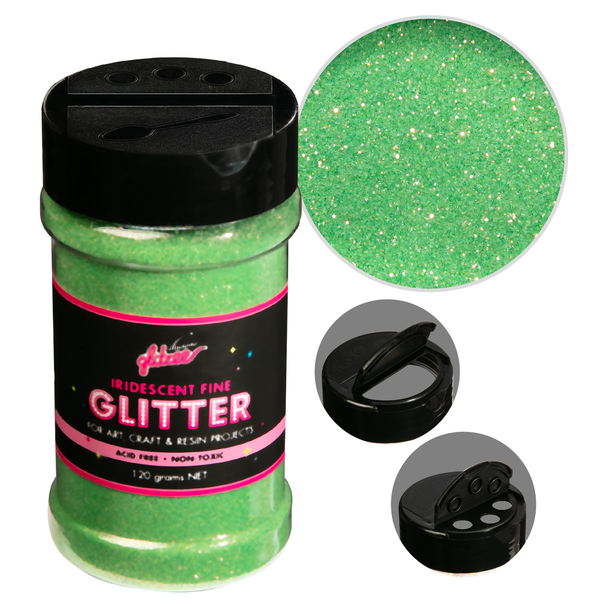 Illusions Iridescent Fine glitter 0.3mm-green Bullion (113g)