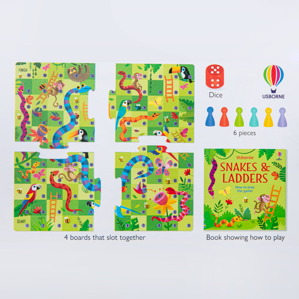 Usborne Rainforest Themed Snakes and Ladders Board Game