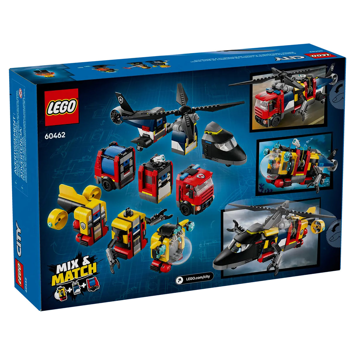 LEGO City Helicopter, Fire Truck & Submarine Remix Set 60462