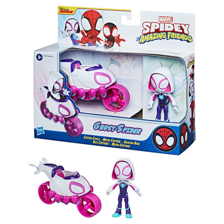 Spidey And His Amazing Friends - Ghost Spider Figure & Copter Cycle