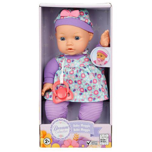 Dream Collection 12" Baby Maggie With Pacifier Ages 2+ Purple Outfit