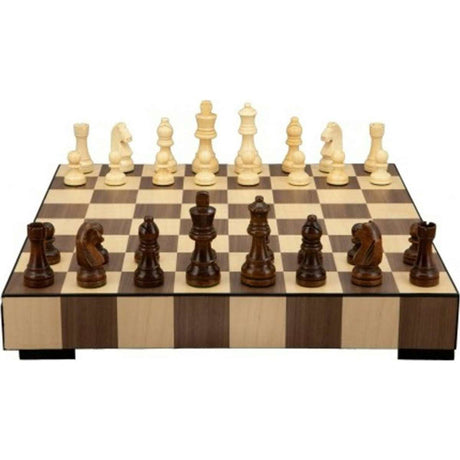 Dal Rossi Chess Wooden Inlaid box with drawer and chess pieces 14″