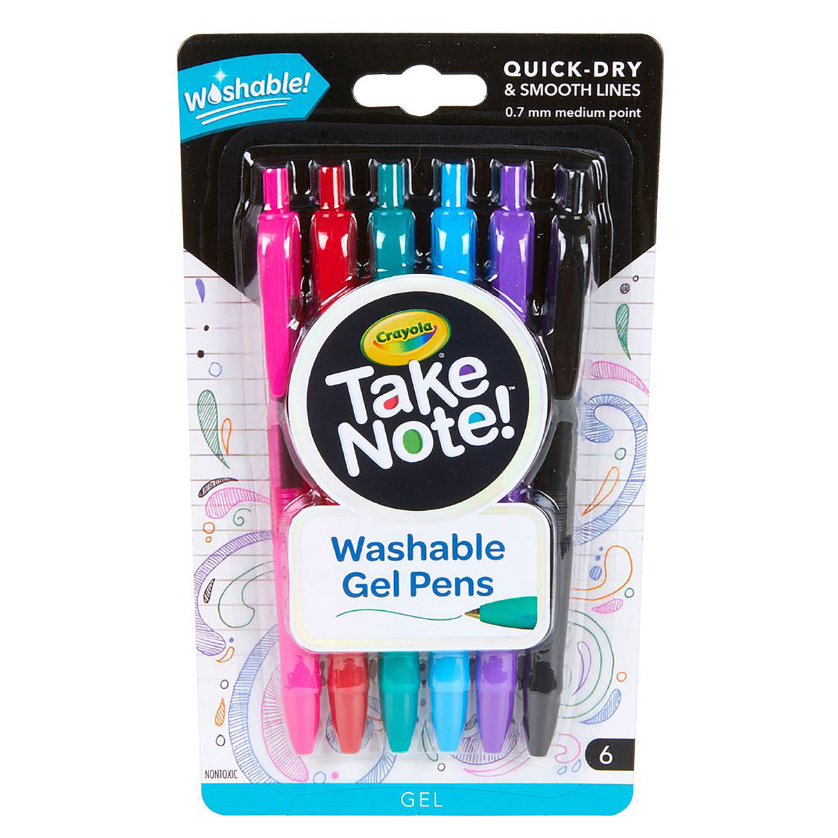 Crayola Take Note Washable Gel Pens (Pack of 6)