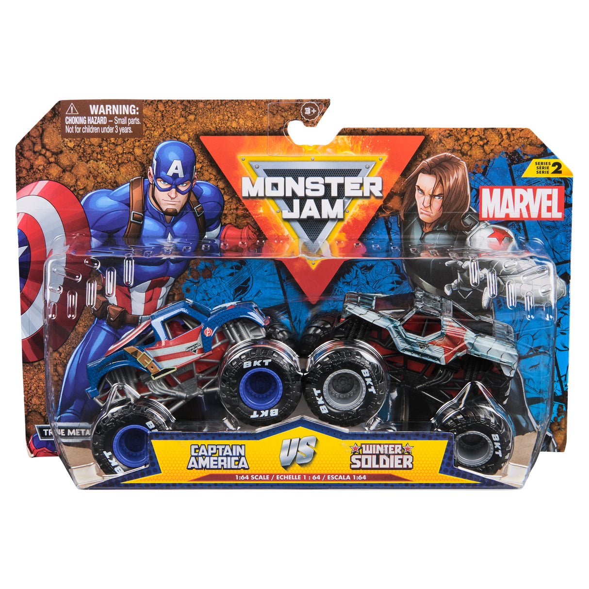 Monster Jam 1:64 Diecast Marvel Captain America vs Winter Soldier 2 Pack