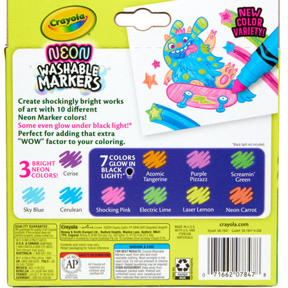 Crayola 10ct Neon Broad Line Washable Markers