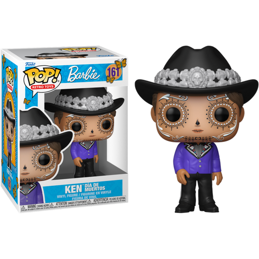 Barbie Ken Dia de los Muertos Pop! vinyl figure, black sombrero, purple shirt