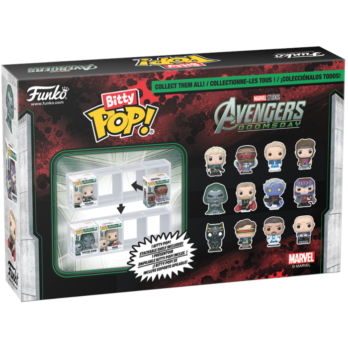 Funko Bitty Pop! Avengers: Endgame collectible figure set in its original retail packaging, featuring Marvel and Disney branding.