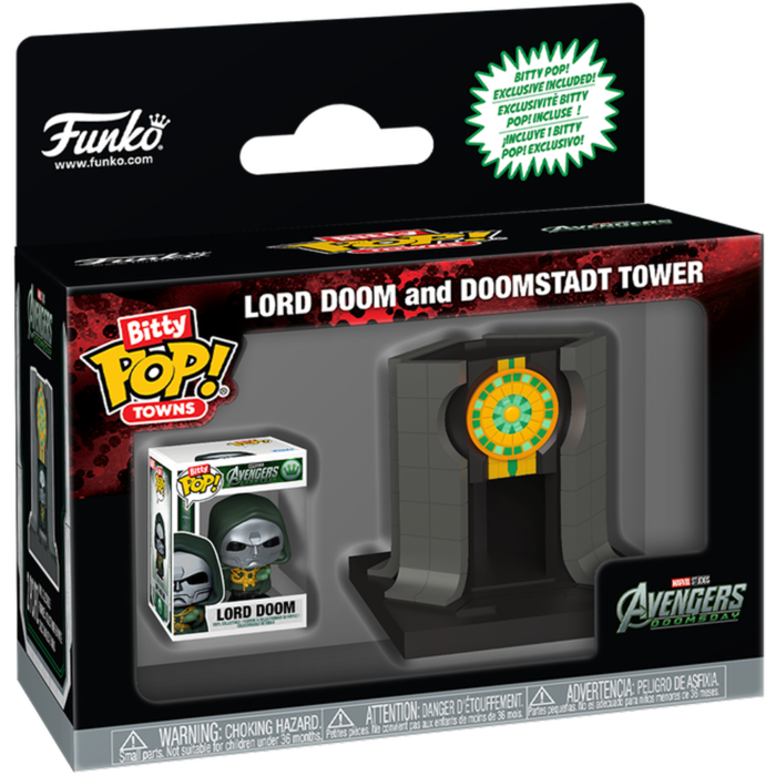 Funko Avengers Doomsday Lord Doom with Doomstadt Tower Bitty Pop! Town