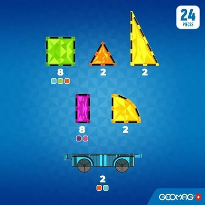 Geomag Magnetic Tiles Gems Vehicles 24