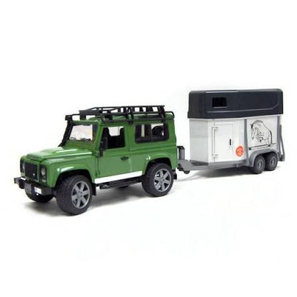 Bruder Leisure Time Land Rover Defender Station Wagon with Horse  Trailer & 1 Horse