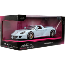1:24 scale diecast Porsche Carrera GT car in retail box, light blue convertible