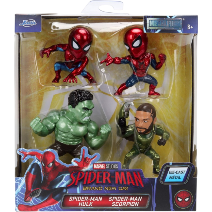 Boxed Metalfig 4-pack die-cast figures set with Spiderman and three character figures