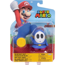 Nintendo Super Mario 4" Figures Blue Shy Guy with Coin