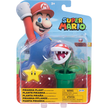 Nintendo Super Mario 4" Figures Piranha Plant with Super Star