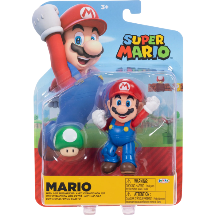 Nintendo Super Mario 4" Figures Mario with 1-Up Mushroom
