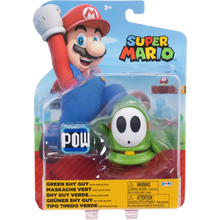 Nintendo Super Mario 4" Figures Green Shy Guy with POW Block