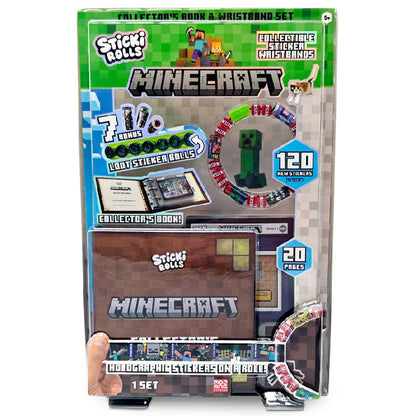 Minecraft Sticki Rolls collectible sticker set in retail box with wristbands and book