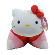 Hello Kitty red plush pillow with heart-shaped bow and embroidered face