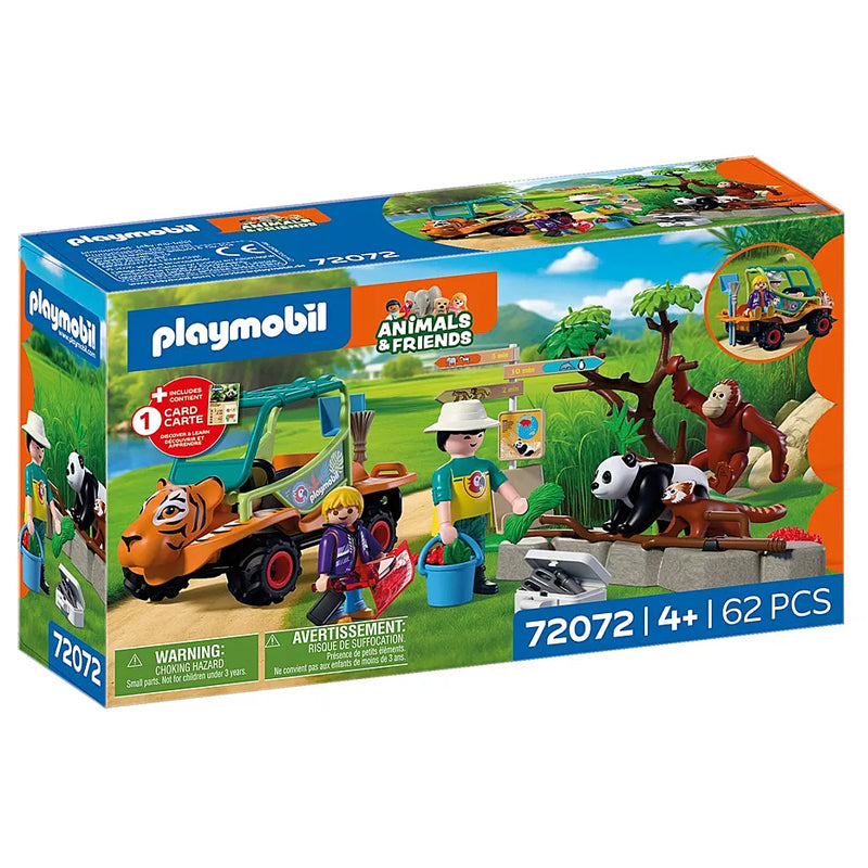 Playmobil zoo zookeeper playset with vehicle, animals and accessories, 62 pieces