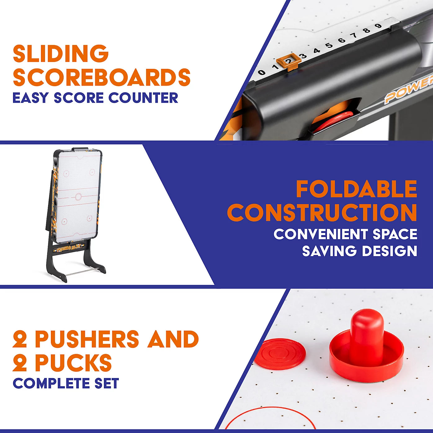 Power Play 3ft Air Hockey Table With Folding Legs