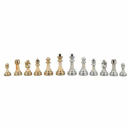Dal Rossi Italy Modern Staunton Style Gold & Silver Chess Pieces on Palisander/Maple 40cm Chess Board