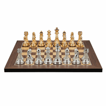 Dal Rossi Italy Modern Staunton Style Gold & Silver Chess Pieces on Palisander/Maple 40cm Chess Board