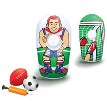 Inflatable soccer trainer and football launcher with soccer ball accessories