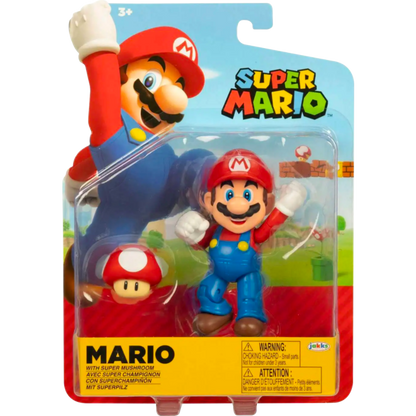 Nintendo Super Mario 4" Figures Mario with Super Mushroom