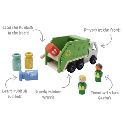 Wooden Recycling Garbage Truck Playset