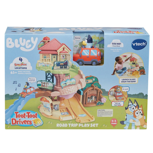 VTech Toot-Toot Drivers road trip play set, shown in boxed packaging